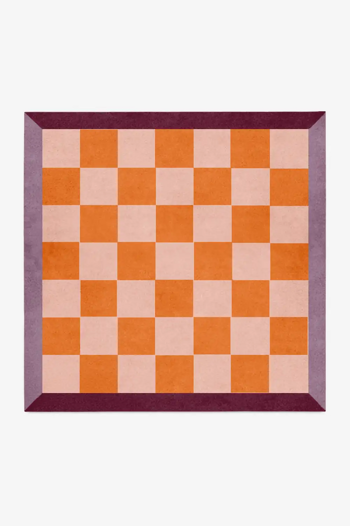 custom tufted rug square checkered pattern with border