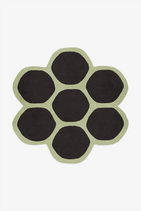black and green unique custom wool area rug round