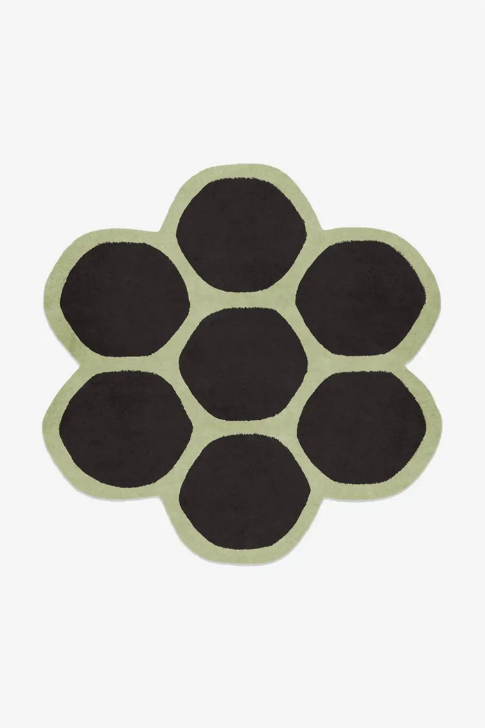 black and green unique custom wool area rug round