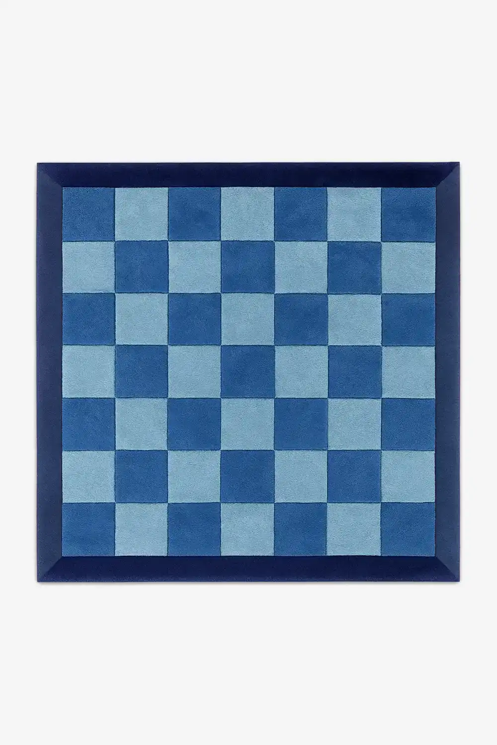 custom square wool rugs blue checkerboard pattern tufted