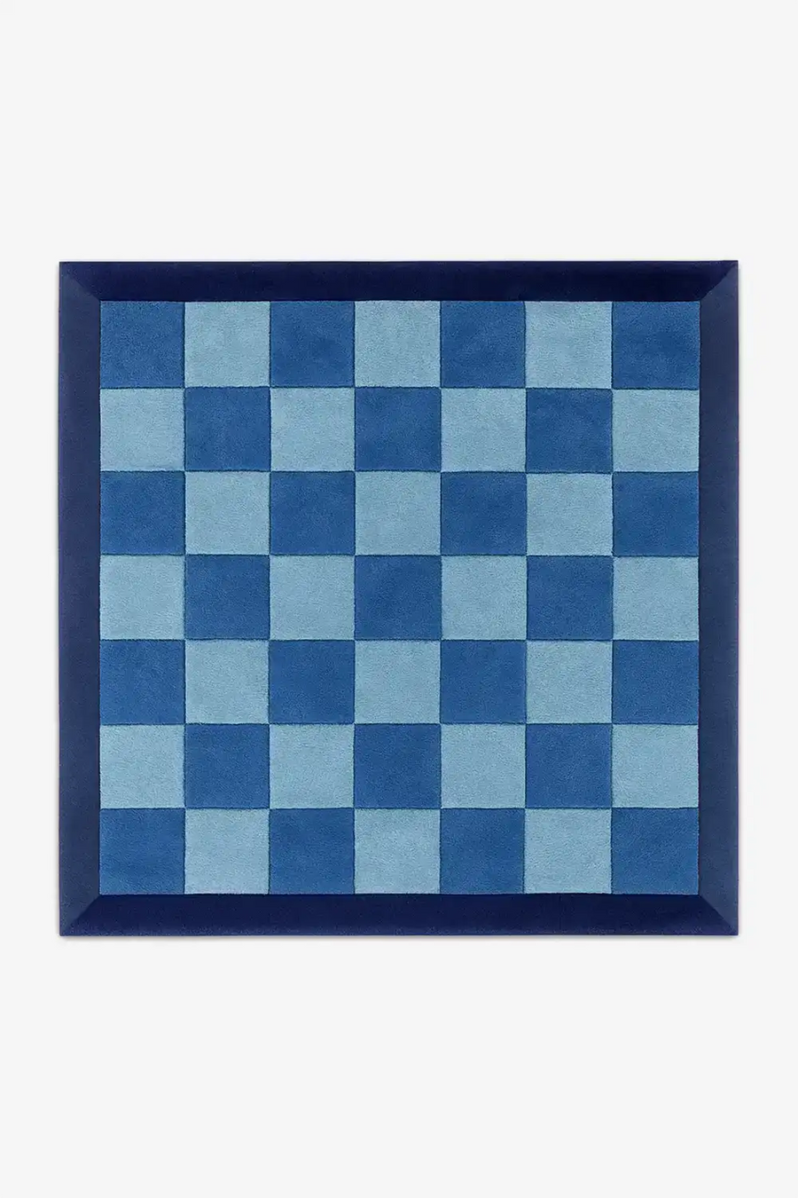 custom square wool rugs blue checkerboard pattern tufted