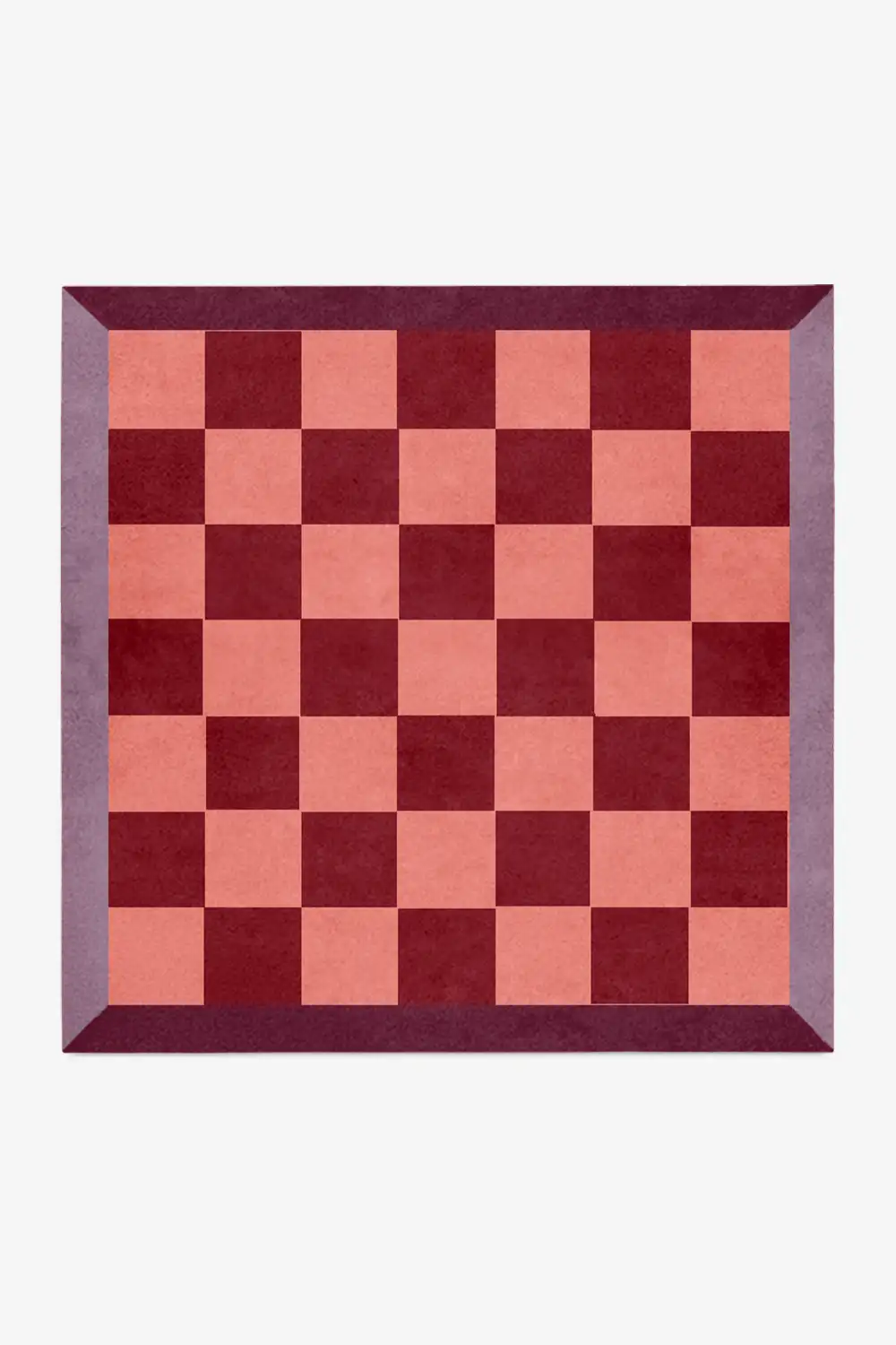 pink red and purple checkered square wool rug custom made