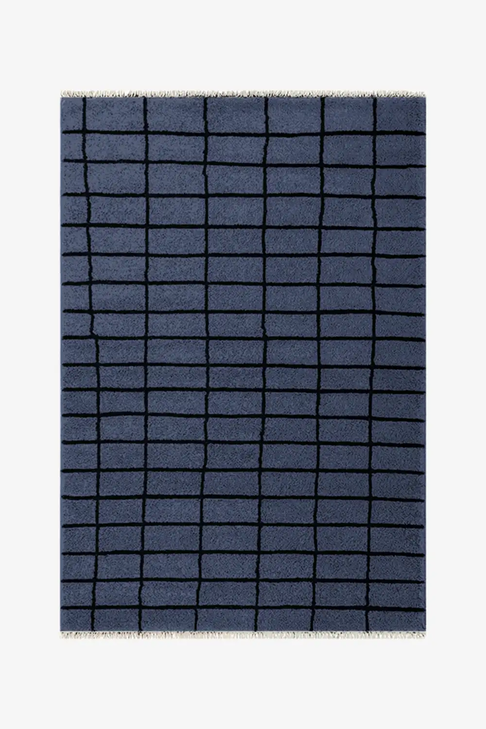 Blue checkered rug on a white background