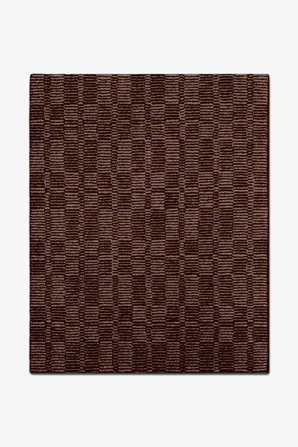 Brown textured wool rug on a white background