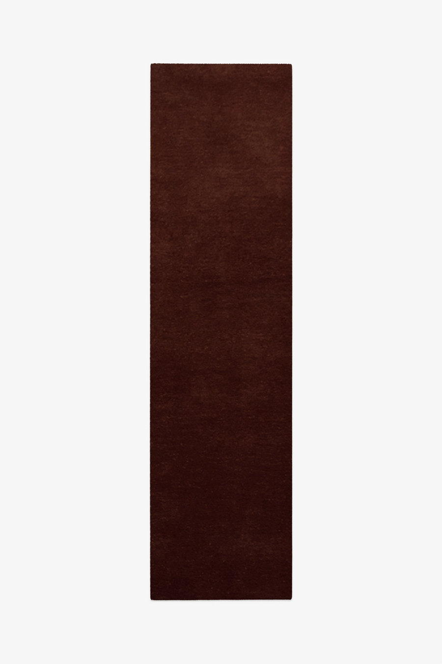 dark brown runner rug in hand-tufted wpp; on a white background