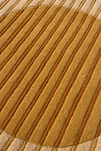 Close-up of a neutral striped contemporary wool square rug