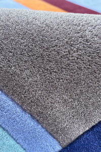 texture view of gray and blue hand tufted wool narrow runner rugs