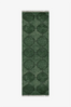 Green Octagon Link Hand Knotted Wool Runner Rug