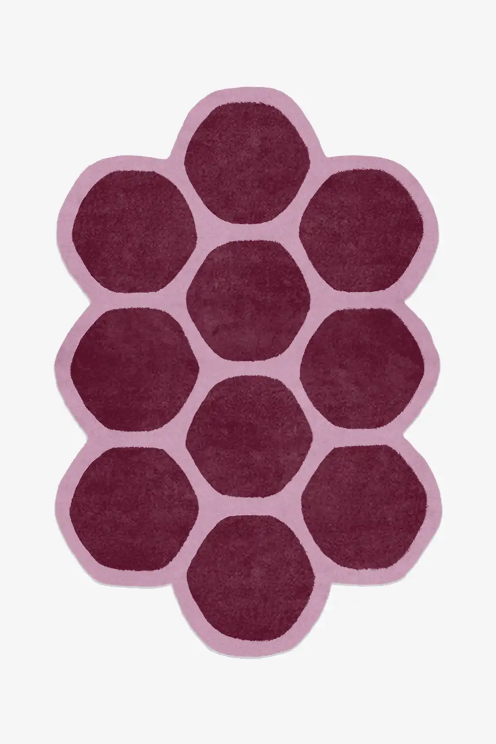 purple and pink custom wool rug in irregular unique pattern