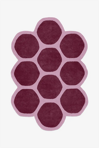 purple and pink custom wool rug in irregular unique pattern