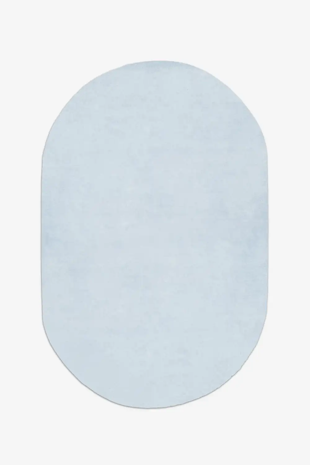 Light blue oval rug on a white background