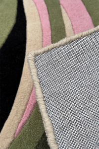 Close-up of a contemporary wool rug with a geometric pattern