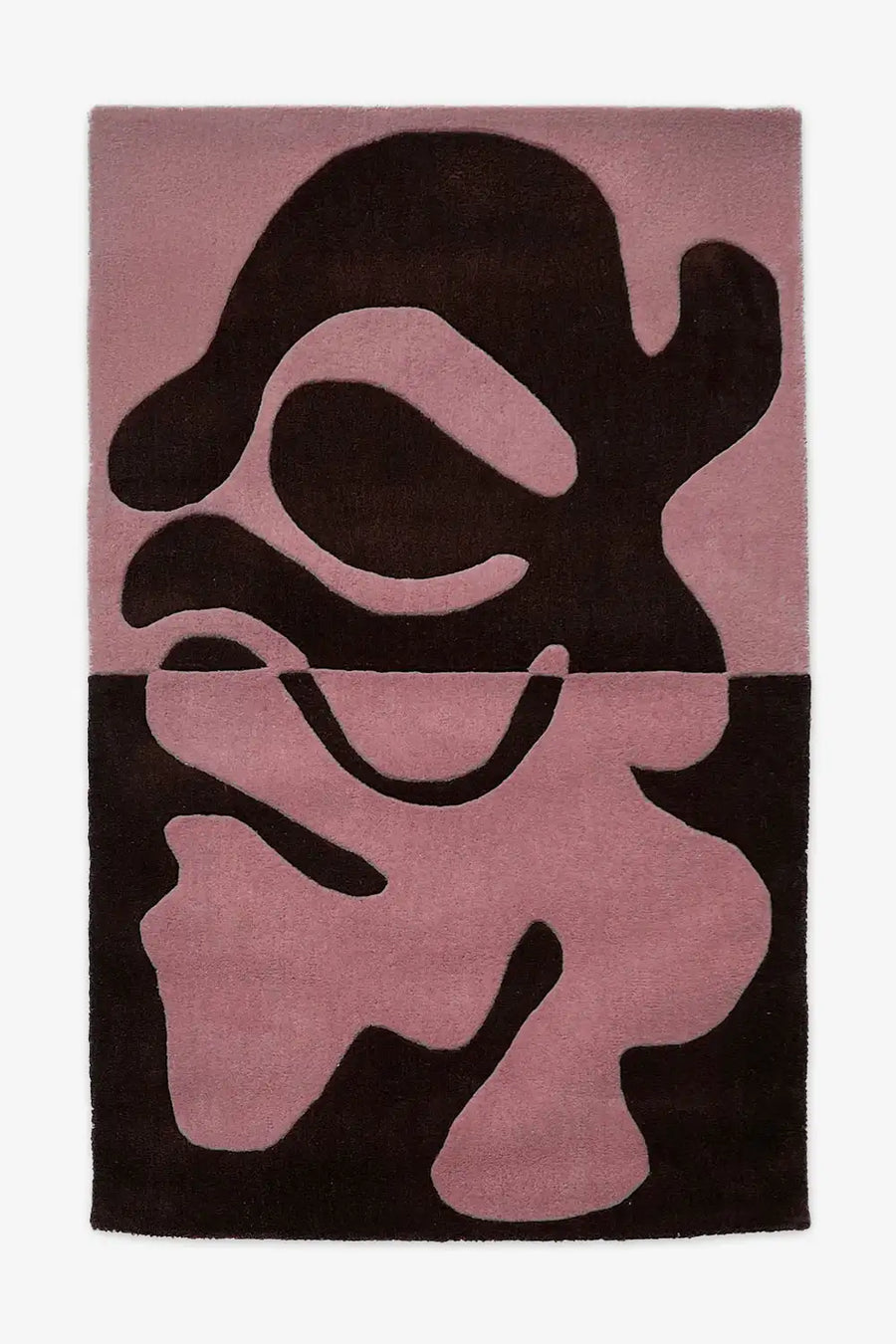 Pink and burgundy abstract wool rug with organic motif