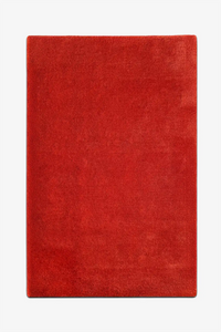8x10 bold red tufted wool rug on a white background