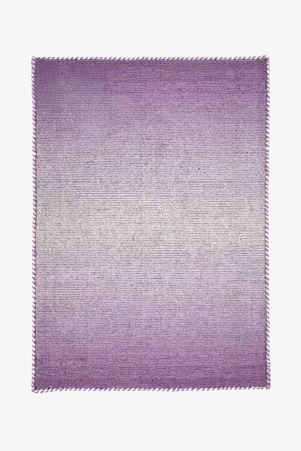 back view of 8x10 gradient purple rug on a white background