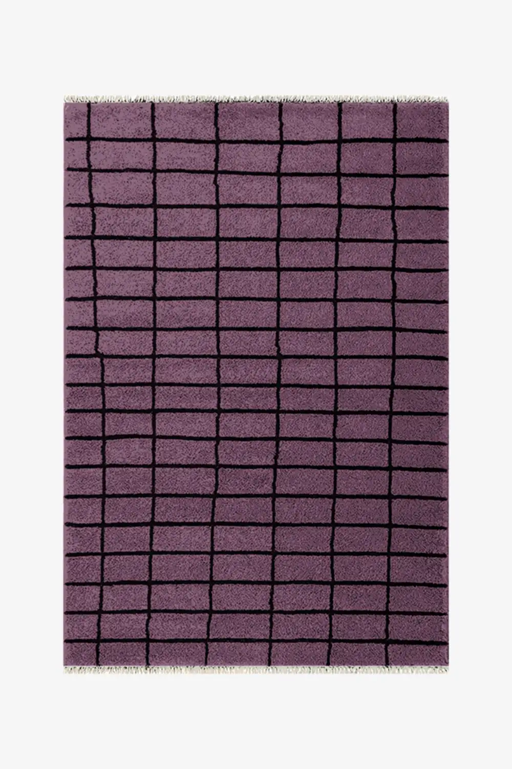 Purple checkered rug on a white background