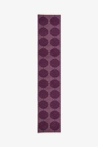 narrow runner rug in purple geometric pattern on a white background | 2x11