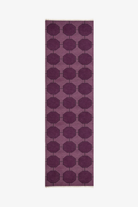 Purple runner rug with a modern geometric pattern on a white background | 3x11