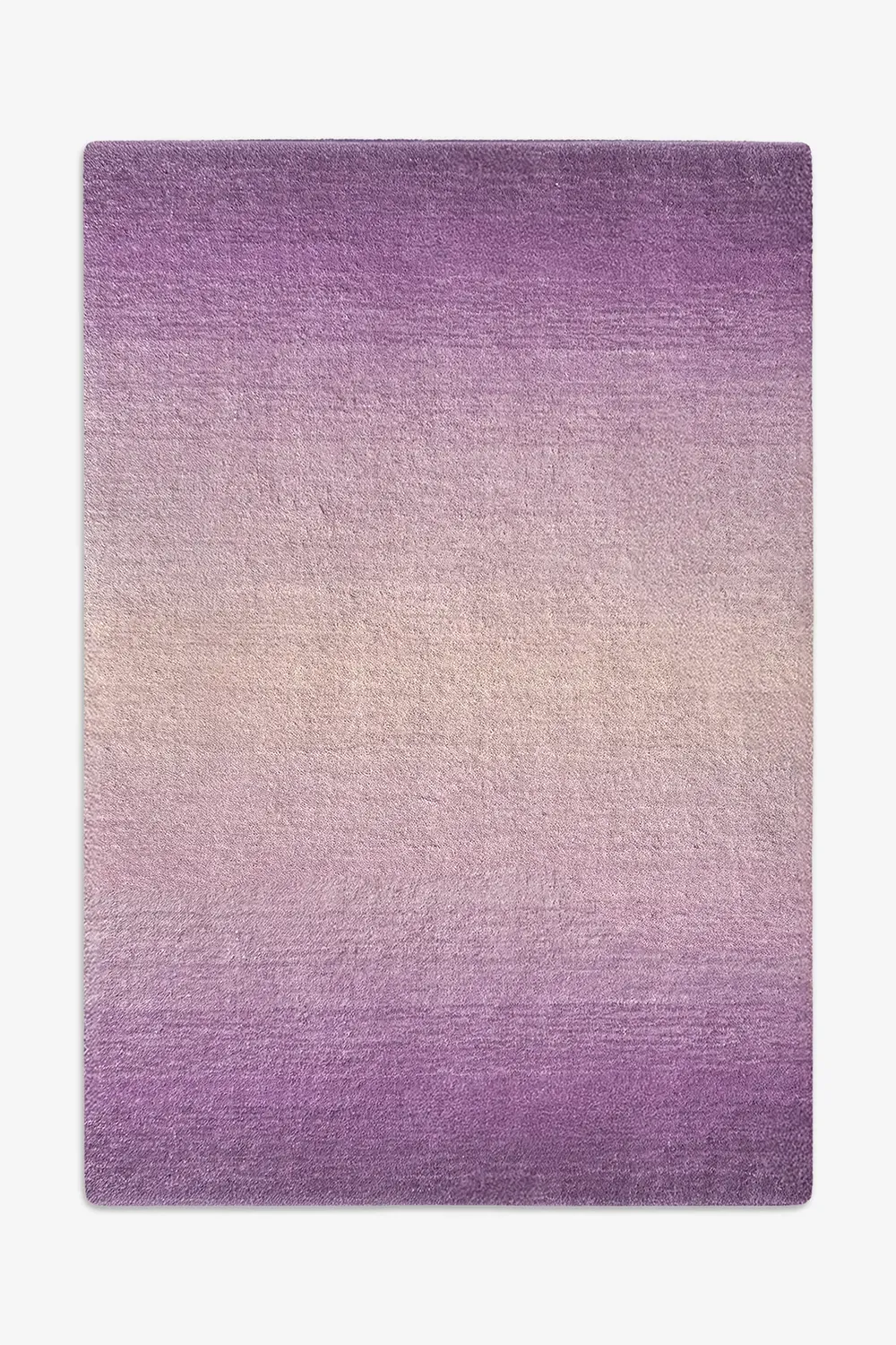 Gradient purple wool rug on a white background