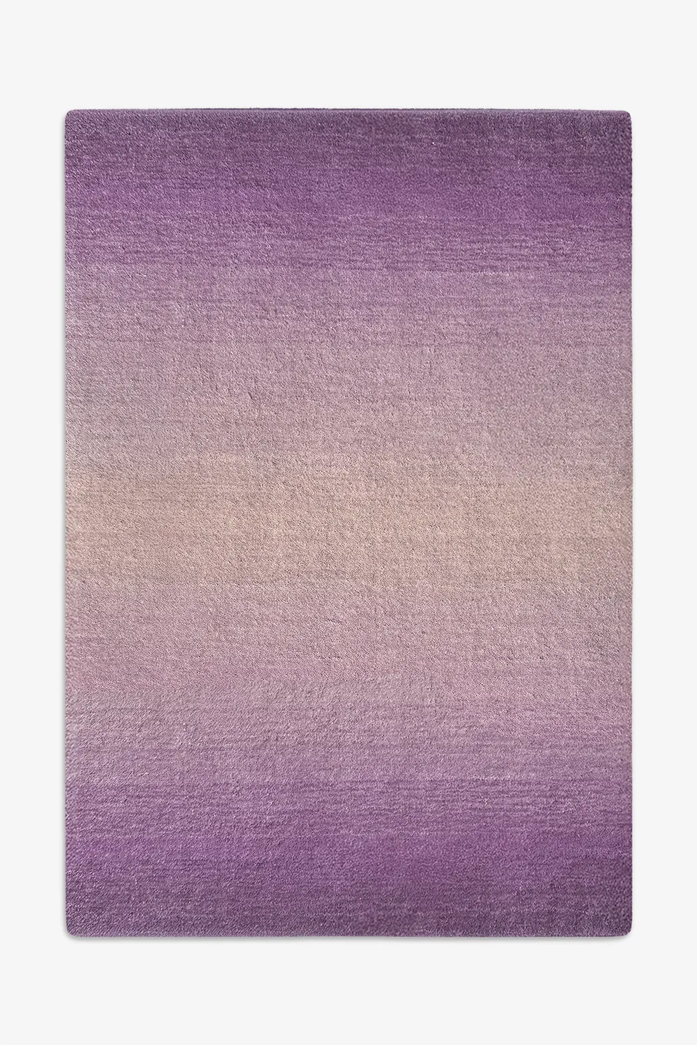 Gradient purple and beige rug on a white background