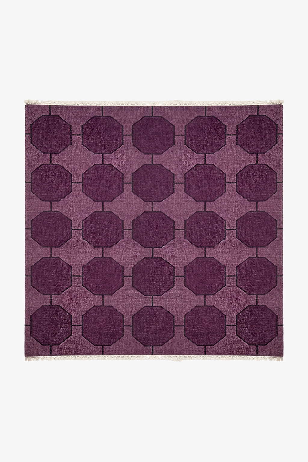 Purple square rug with geometric pattern on a white background | 5x5