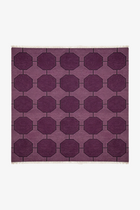 Purple square rug with geometric pattern on a white background | 5x5