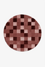 Burgundy Checkered Round Hand Tufted Wool Rug