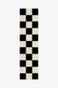 Black and White Big Checkered Hand-Tufted Wool Runner Rug