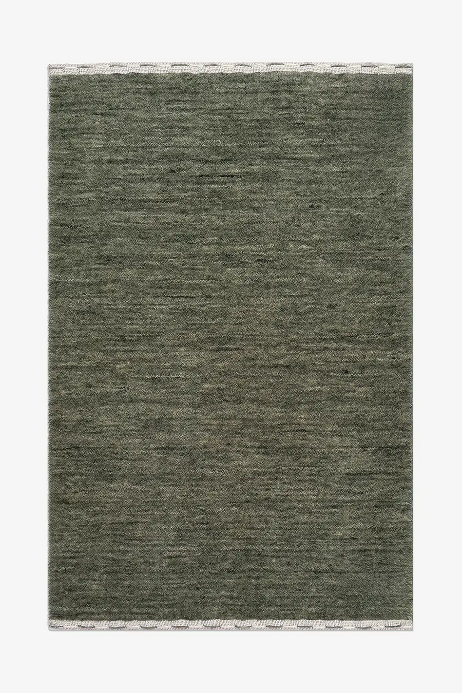 sage green wool area rug on a white background