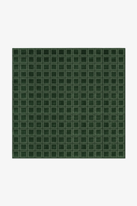 Boxstep Fine Grid Square Hand-Knotted Wool Rug