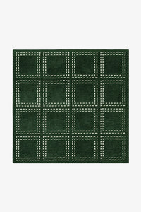 Boxstep Fine Grid Square Hand-Knotted Wool Rug