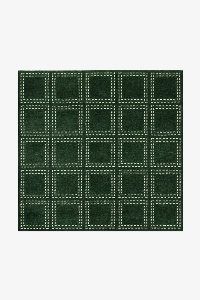 Boxstep Fine Grid Square Hand-Knotted Wool Rug