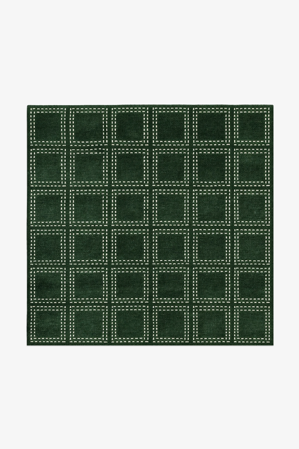 Boxstep Fine Grid Square Hand-Knotted Wool Rug