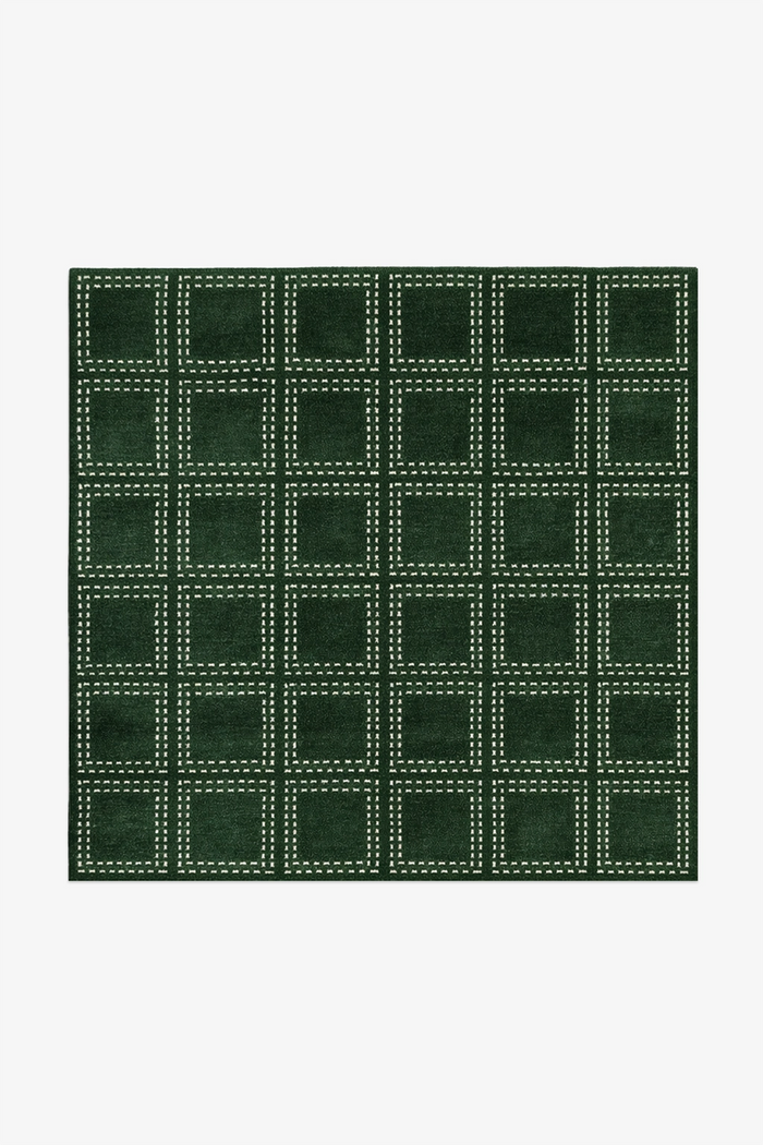 Boxstep Fine Grid Square Hand-Knotted Wool Rug