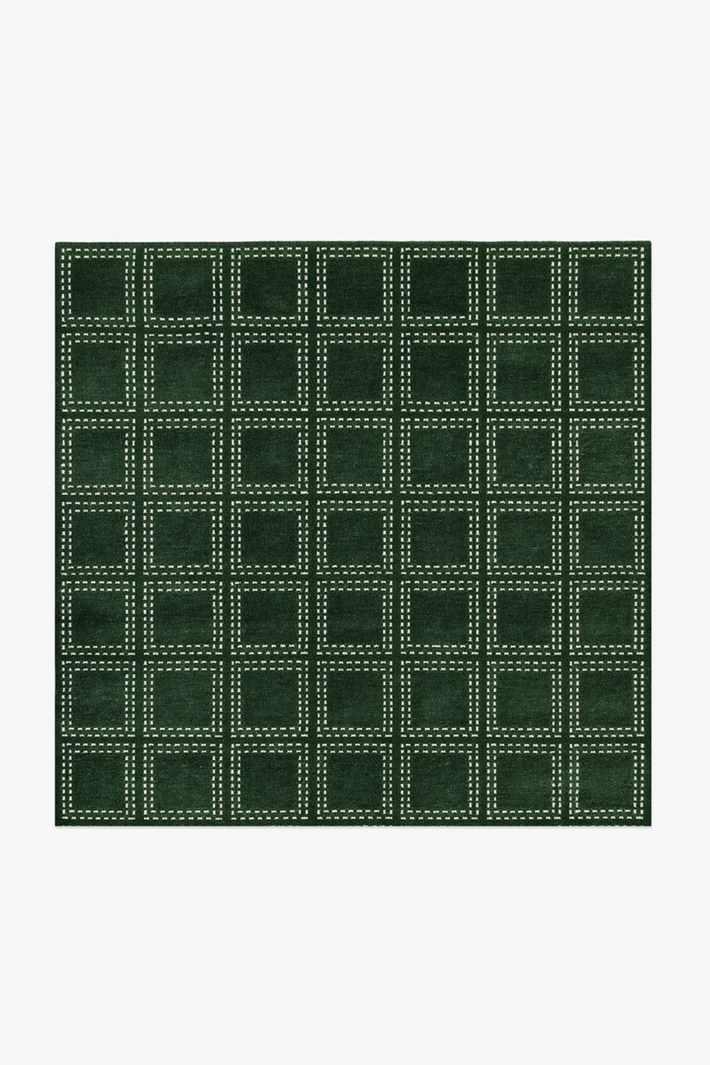 Boxstep Fine Grid Square Hand-Knotted Wool Rug
