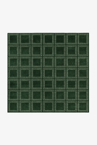 Boxstep Fine Grid Square Hand-Knotted Wool Rug