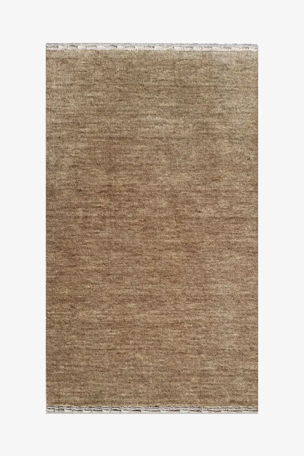 Beige wool area rug on a white background