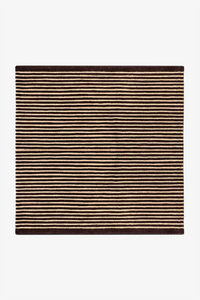 Brown and tan square wool rug with striped tufted texture for modern living spaces