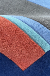 multicolor runner rug hand tufted in wool with mid century style