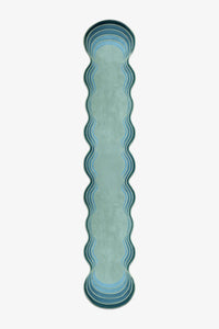 long wavy runner rug in teal