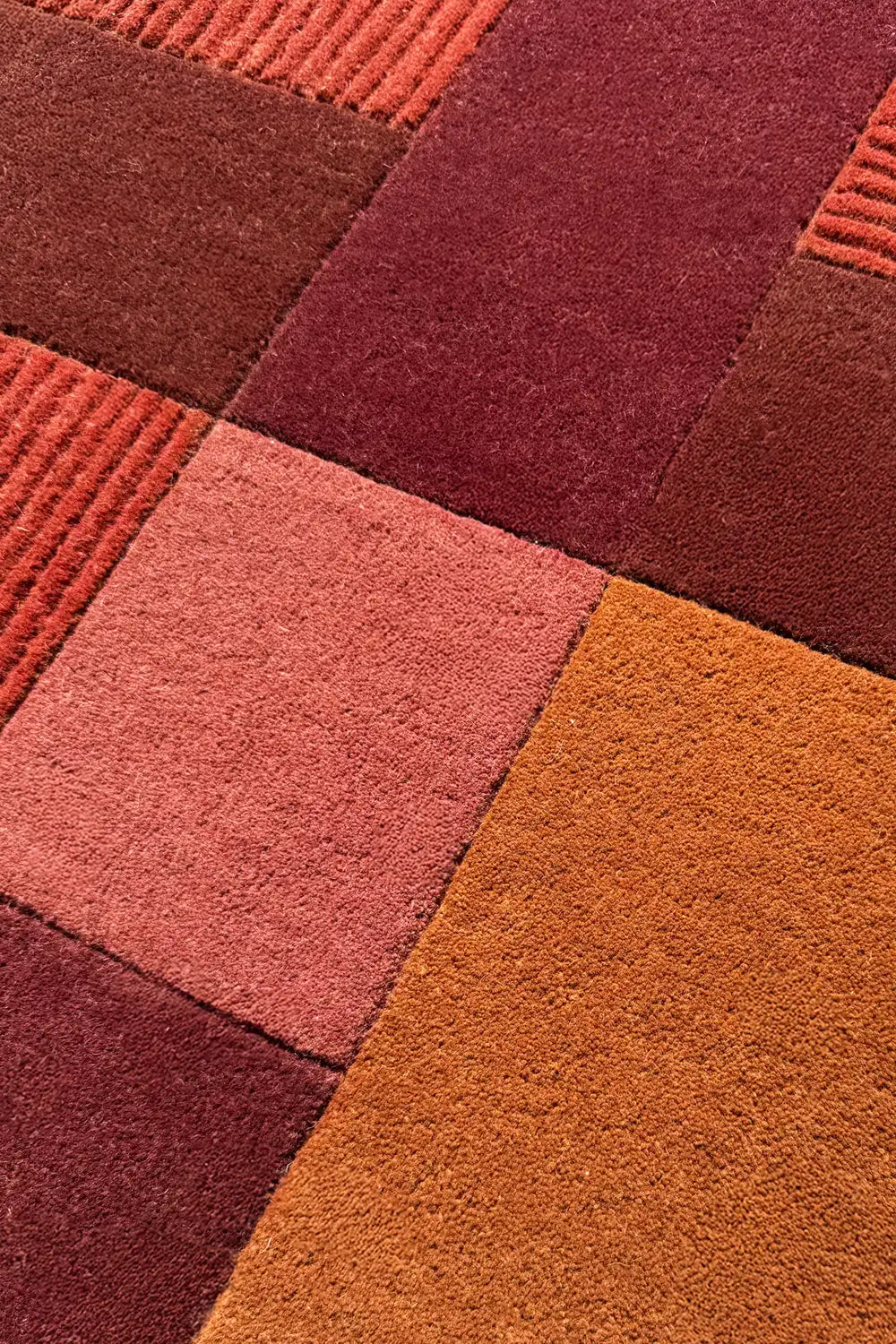 Terracotta Block Brown Hand Tufted Wool Rug Modern Earth Tone Rugs · JUBI