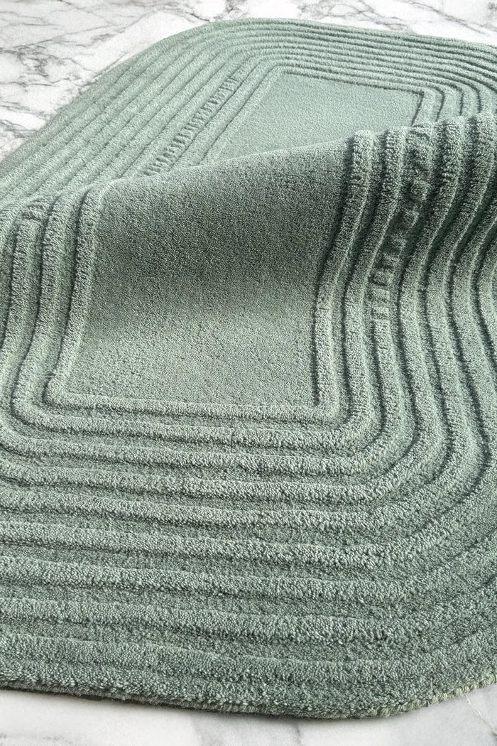 Zen Garden sage green carved hand-tufted wool rug