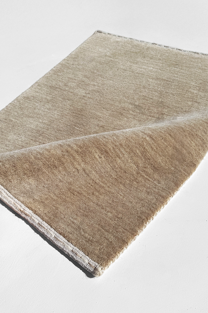neutral light tan area rug in hand-loomed wool