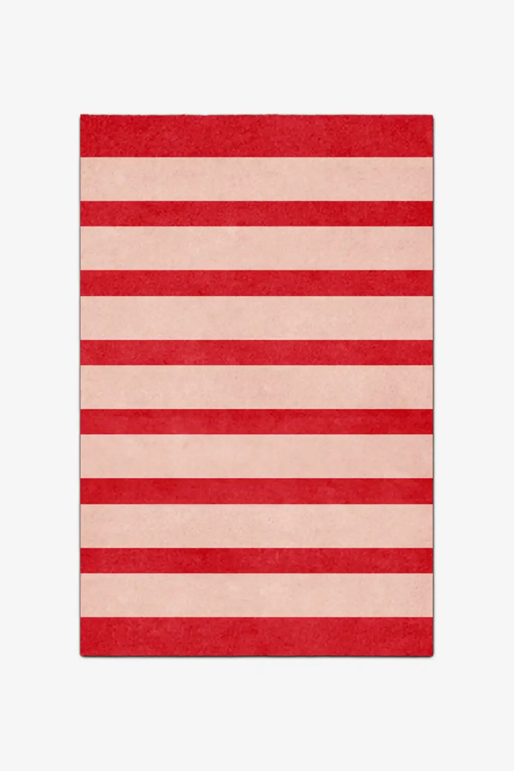 Striped red and beige rug on a white background