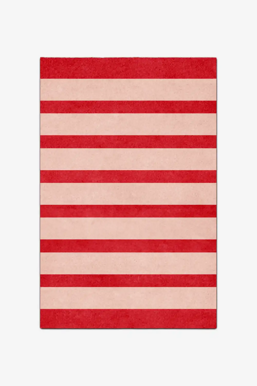 Striped red and beige rug on a white background