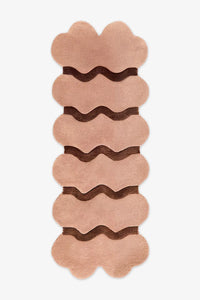 Warm tan and cocoa brown scalloped wide runner, an earthy, boho-inspired piece for creative spaces, cozy hallways, or playful home decor.