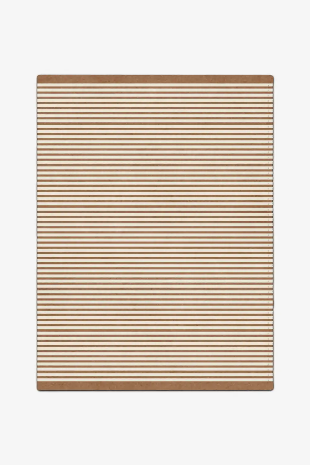 Striped rug with beige and brown stripes on a white background