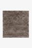 Taupe Square Hand-Knotted Shag Wool Rug