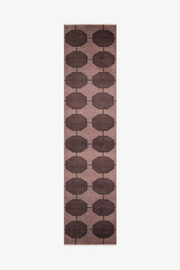 walnut runner rug with geometric pattern on a white background | 2.5x10
