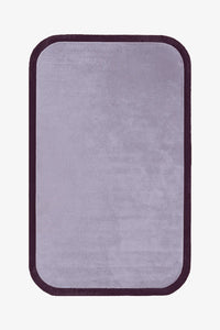 6x9 lavender wool rug with plum outline, contemporary area rug